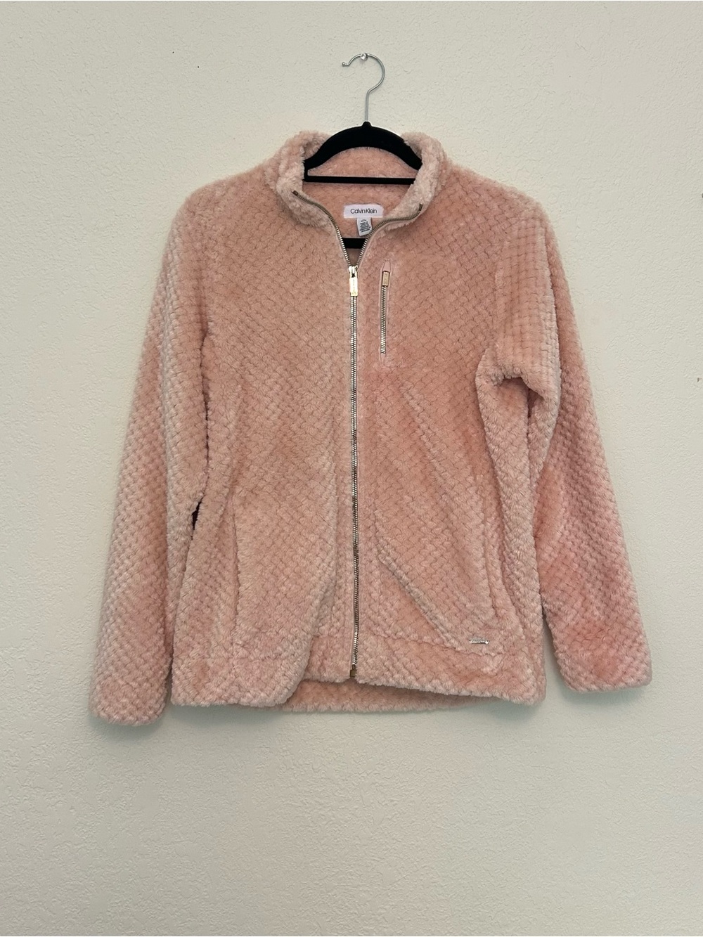 Calvin Klein Cozy Plush Zip Jacket in Light Pink